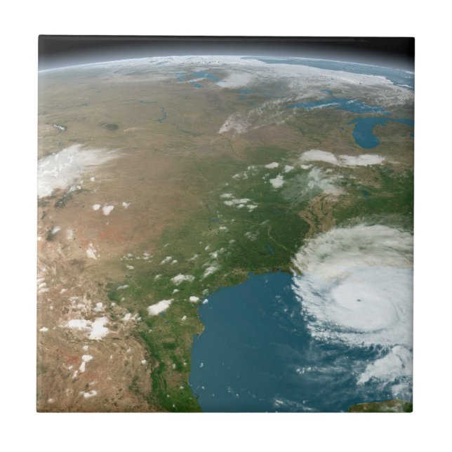 Panoramic Planet Earth And The Us. Tile (Front)