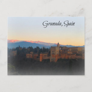 Panoramic view at Sunset of Alhambra and Granda Postcard