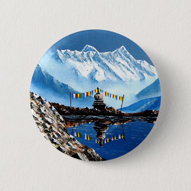 Panoramic View Of Annapurna Mountain Nepal 6 Cm Round Badge (Front)