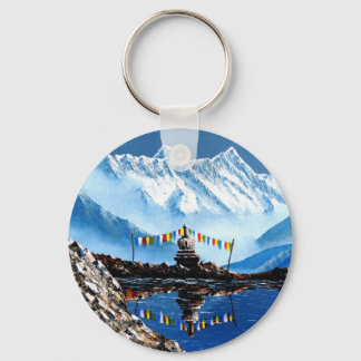 Panoramic View Of Annapurna Mountain Nepal Key Ring