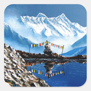 Panoramic View Of Annapurna Mountain Nepal Square Sticker