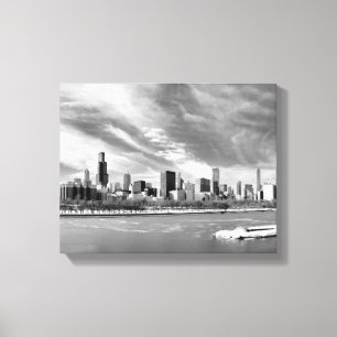 Panoramic view of Chicago skyline in winter Canvas Print