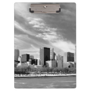 Panoramic view of Chicago skyline in winter Clipboard