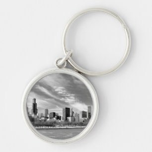 Panoramic view of Chicago skyline in winter Key Ring