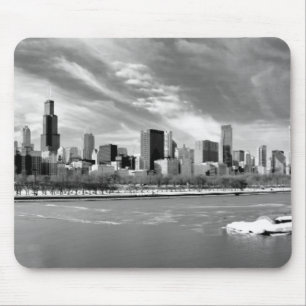 Panoramic view of Chicago skyline in winter Mouse Pad