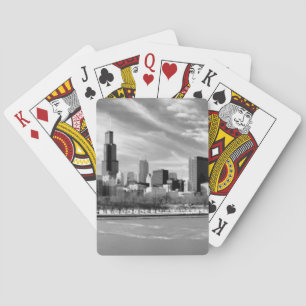 Panoramic view of Chicago skyline in winter Playing Cards