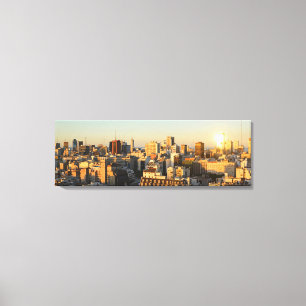 Panoramic View Of Cityscape At Dusk Canvas Print