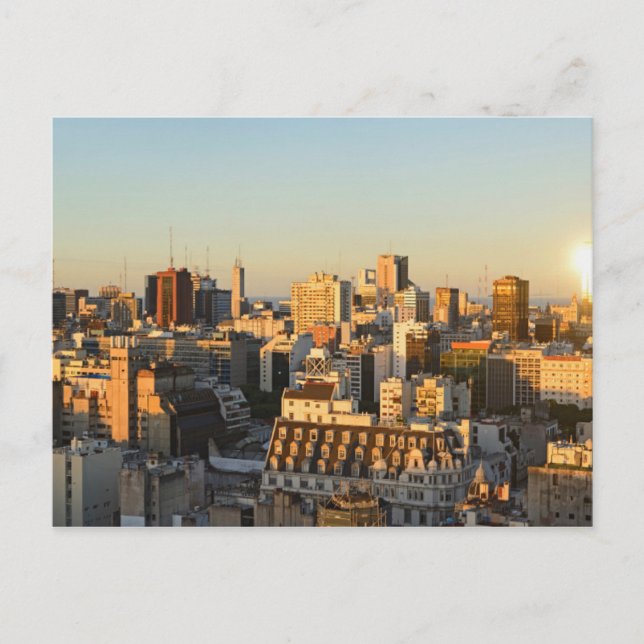 Panoramic View Of Cityscape At Dusk Postcard (Front)