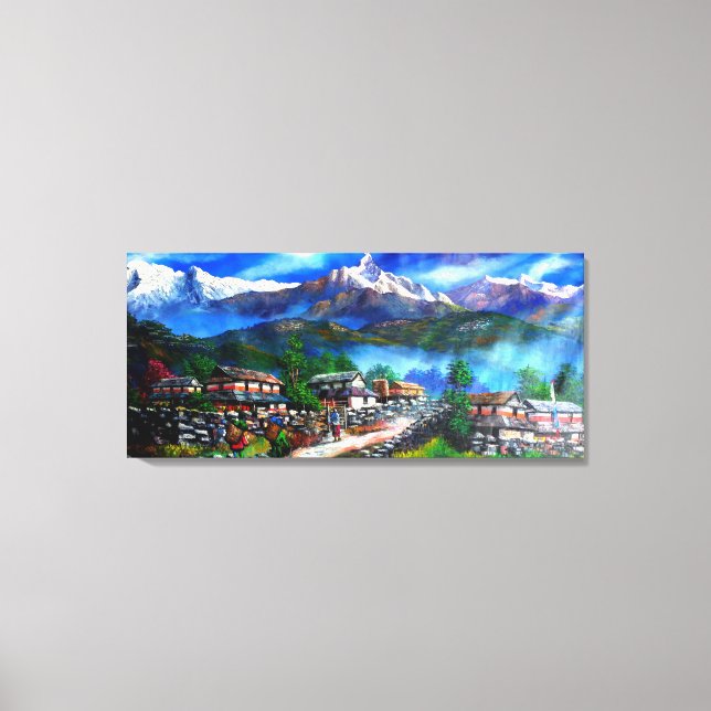 Panoramic View Of Everest Mountain Nepal Canvas Print (Front)