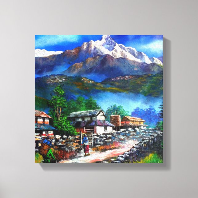 Panoramic View Of Everest Mountain Nepal Canvas Print (Front)