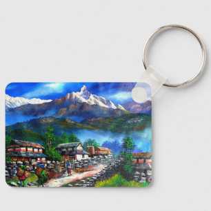 Panoramic View Of Everest Mountain Nepal  Key Ring