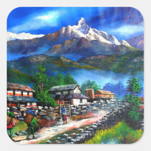 Panoramic View Of Everest Mountain Nepal Square Sticker