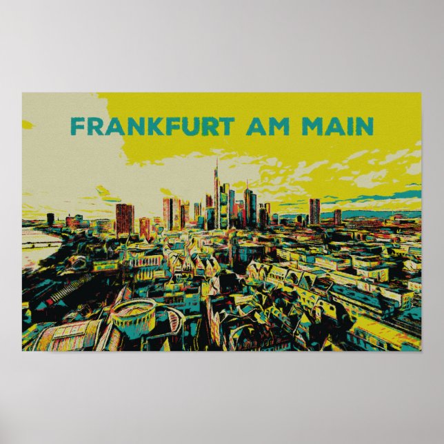 Panoramic View of Frankfurt Illustration Poster (Front)