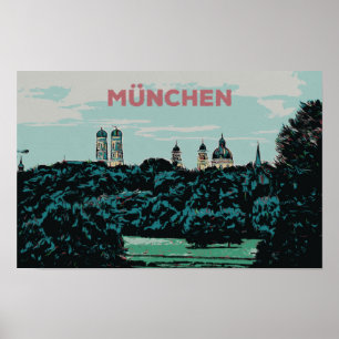 Panoramic View of Munich from the Countryside Poster
