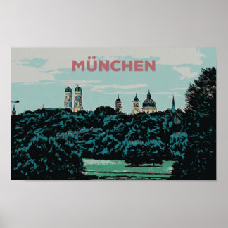 Panoramic View of Munich from the Countryside Poster