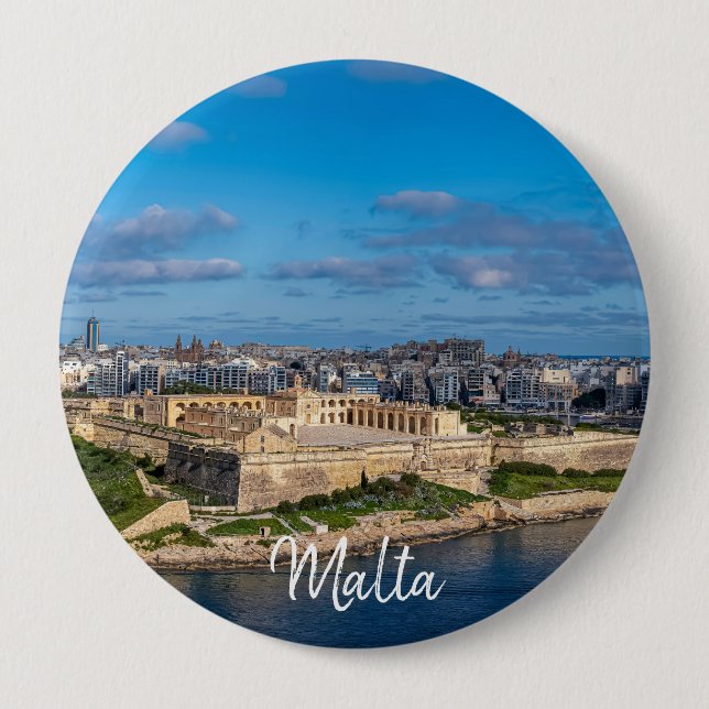 Panoramic view of Sliema in Malta 10 Cm Round Badge (Front)