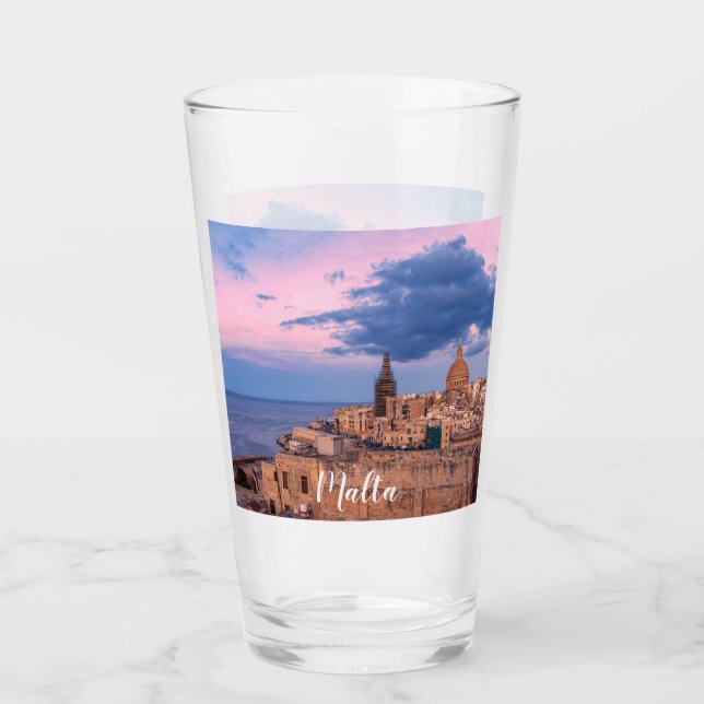 Panoramic view of sunset over Valletta Glass (Front)