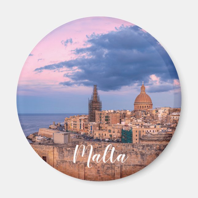 Panoramic view of sunset over Valletta Magnet (Front)