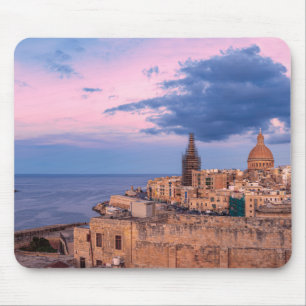 Panoramic view of sunset over Valletta Mouse Pad