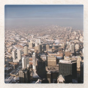 Panoramic view of the city glass coaster