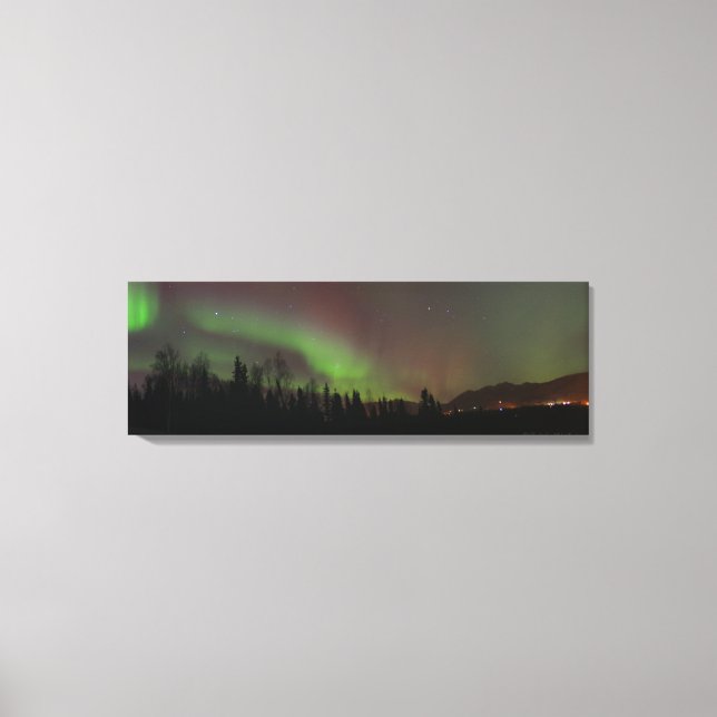 Panoramic View of the Northern Lights in Alaska Canvas Print (Front)