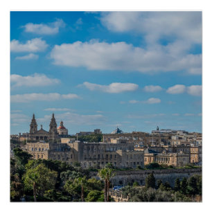 Panoramic view of Valletta old town in Malta Poster