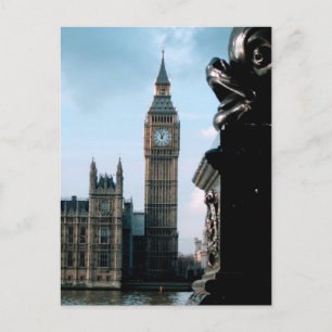 Panorámica Londres Nublado Big Ben y Río Támesis Postcard