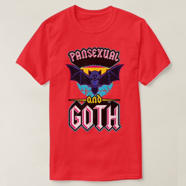 Panseual And Goth Gothic Emo Bat Pride LGBTQ Hallo T-Shirt (Design Front)