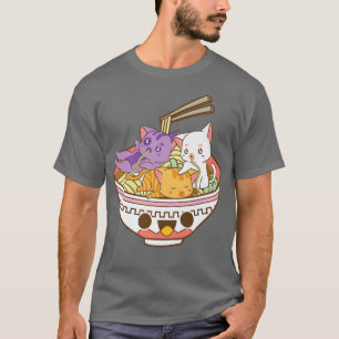 Panseual Anime Ramen Tee Japanese Cats Ramen Noodl