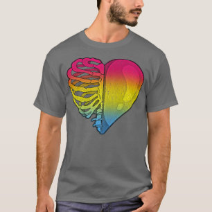 Panseual Heart Ribcage Pan Pride Spooky Goth Hallo T-Shirt