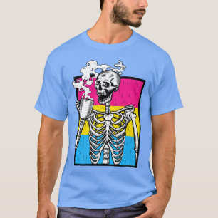 Panseual Skeleton Drinking Coffee Gay Lesbian LGBT T-Shirt