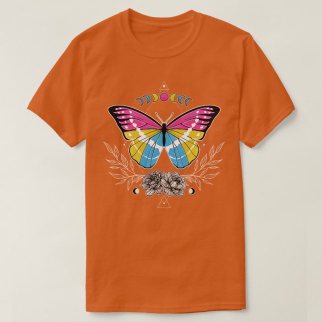Pansexual Butterfly LGBT Pride Flag T-Shirt (Design Front)