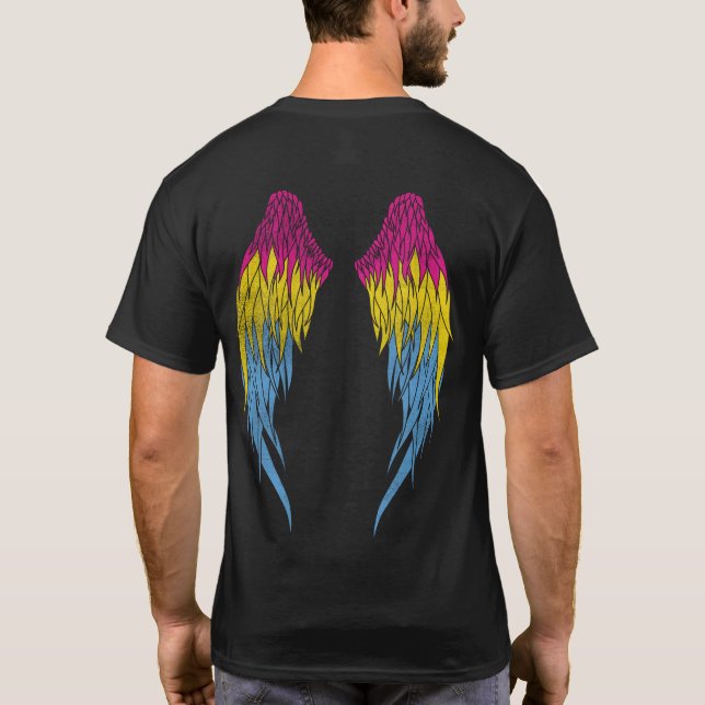 Pansexual Flag - Angel Wings T-Shirt (Back)