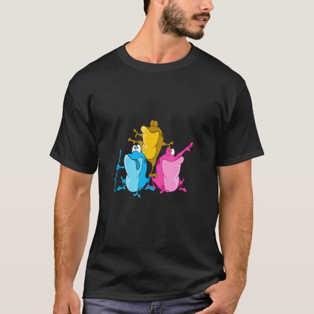 Pansexual Flag Colour Frogs Subtle Pan Pride Lgbtq T-Shirt (Front)