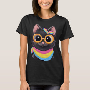 Pansexual Flag Colours a Cute Cat for Pan Communit T-Shirt