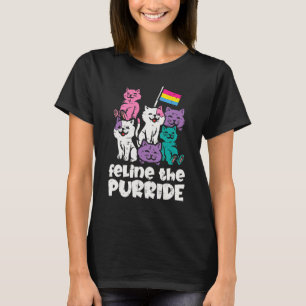 Pansexual Flag Feline The Purride Cats Pan Pride L T-Shirt