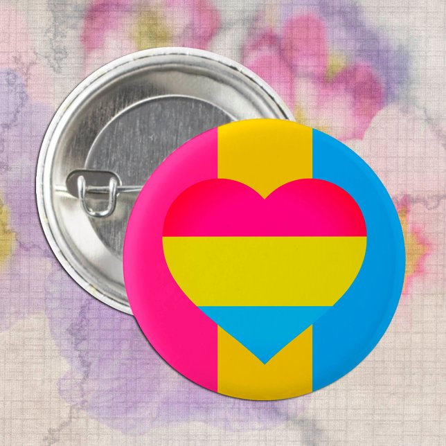 Pansexual Flag, Heart & Pride community / gender 3 Cm Round Badge (Creator Uploaded)