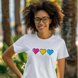 Pansexual Flag Pixel Heart T-Shirt