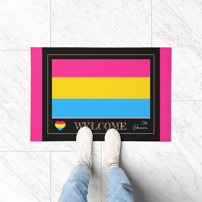 Pansexual Flag & Pride community house mat / LGBT (Indoor)