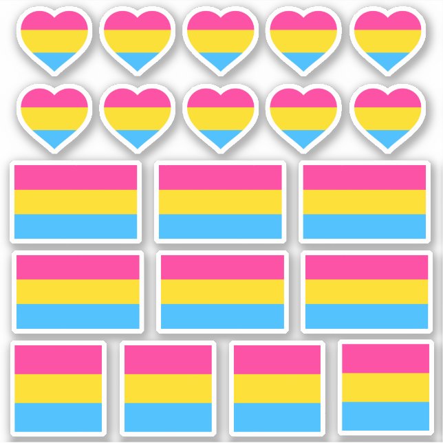 Pansexual Flag & Pride Stickers / Hearts (Front)