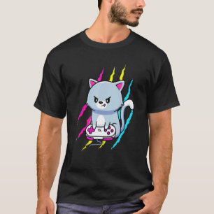 Pansexual Gaymer Geek Pride Lgbt Video Game   Cat T-Shirt