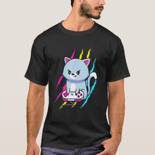 Pansexual Gaymer Geek Pride Lgbt Video Game   Cat T-Shirt