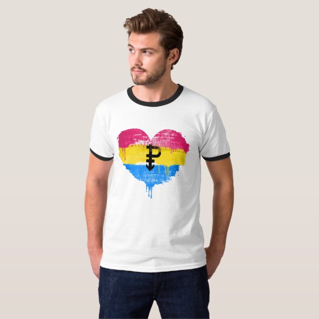 PANSEXUAL HEART - PANSEXUAL LOVE - SYMBOL - T-Shirt (Front Full)