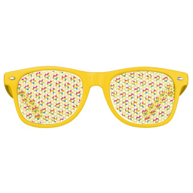 Pansexual Heart Pattern Retro Sunglasses (Front)