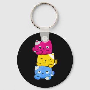 Pansexual Kawaii Cat Anime Art Cute Pan Pride LGBT Key Ring