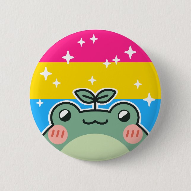 Pansexual LGBT Pride Flag Frog Button (Front)