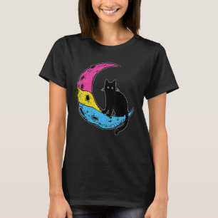 Pansexual Moon Space Cat Pan Pride Flag Lgbt Subtl T-Shirt