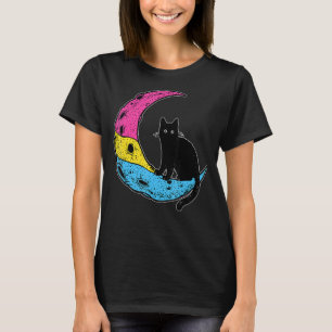 Pansexual Moon Space Cat Pan Pride Flag Lgbt Subtl T-Shirt