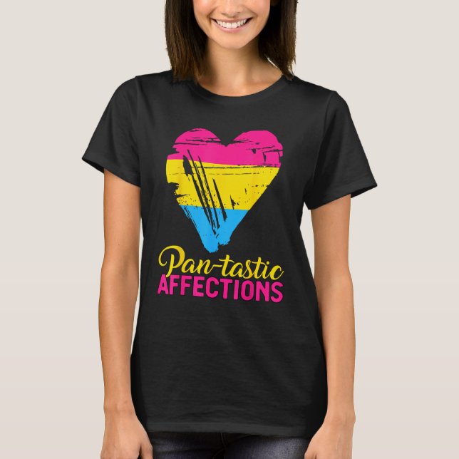 Pansexual Pan tastic Affections Heart Pansexual Fl T-Shirt (Front)