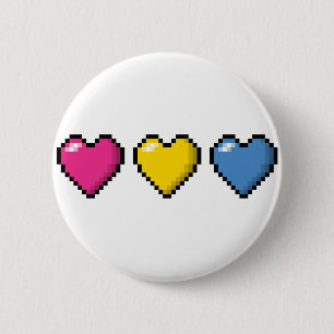 Pansexual Pixel Hearts 6 Cm Round Badge